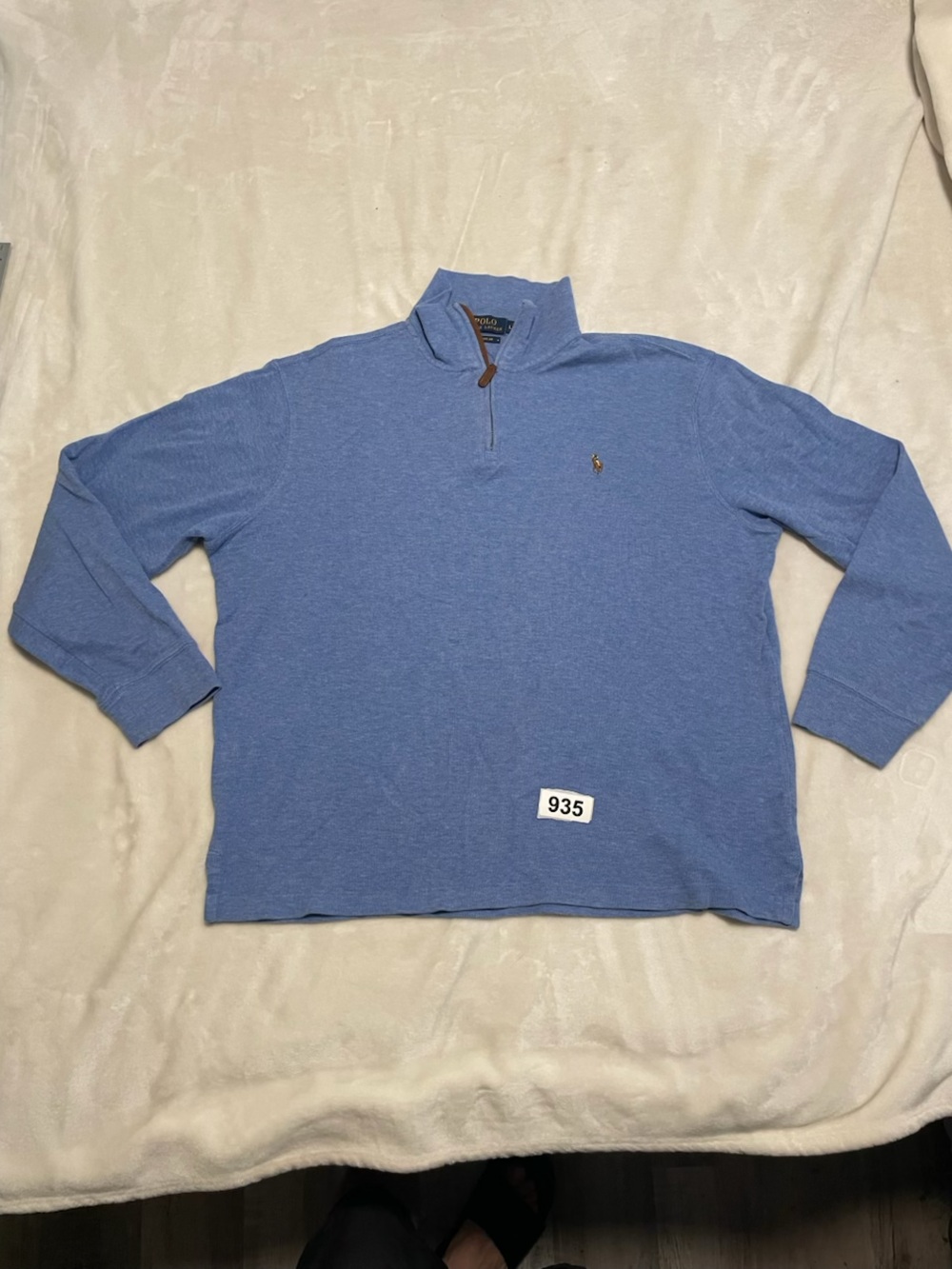 Polo by Ralph Lauren Light Blue Zip Pullover with Navy Label